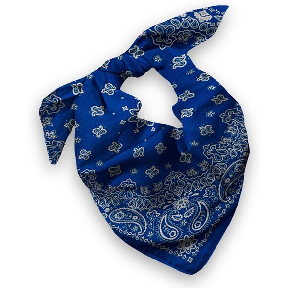 Women's Navy Blue Cotton Bandana Large Cowgirl Handkerchief Headband Scarf - Picture 1 of 7